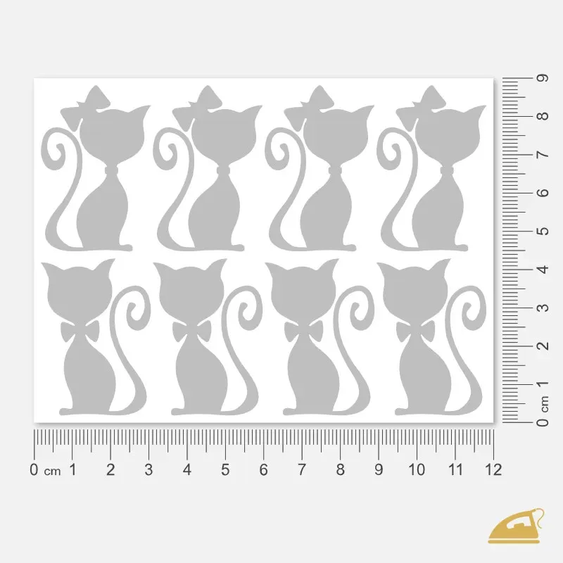 Reflexní nažehlovačky Kočičí pár – sada 8 ks, snadné nažehlení.