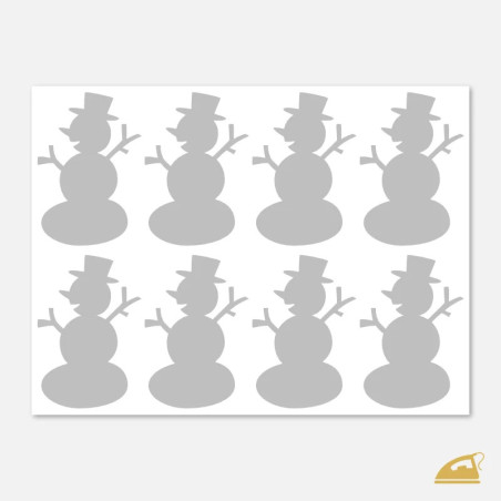 Reflexní nažehlovačky Sněhulák – zimní sada 8 ks na textil.