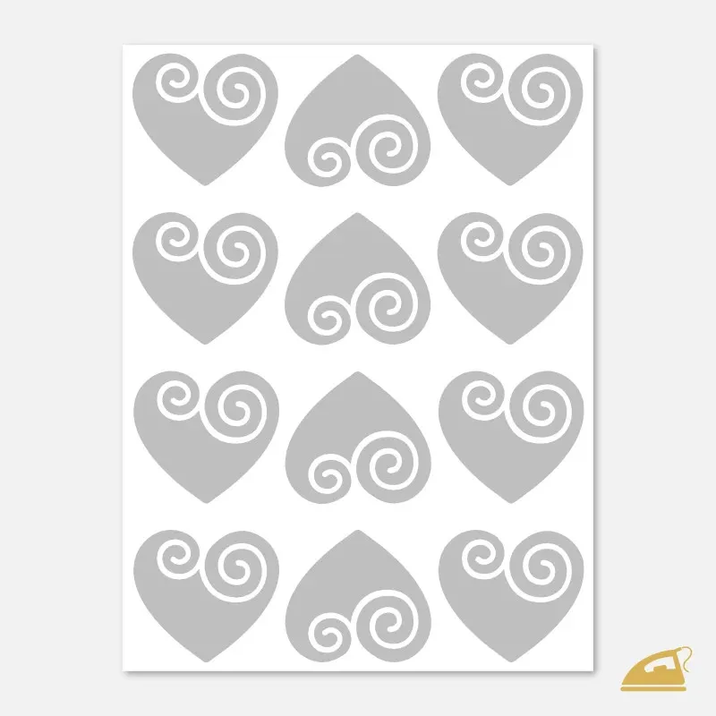 Reflexní nažehlovačky Ornamentální srdíčka – sada 12 ks.