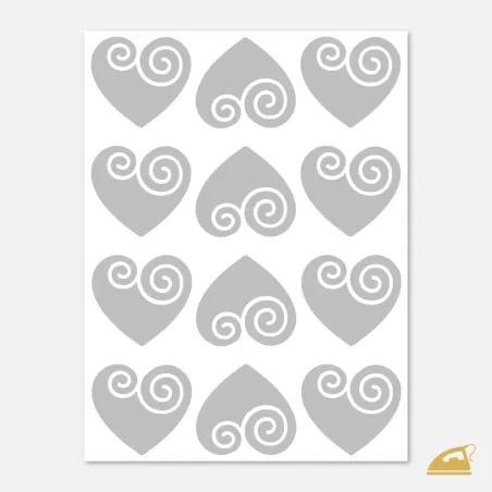 Reflexní nažehlovačky Ornamentální srdíčka – sada 12 ks.