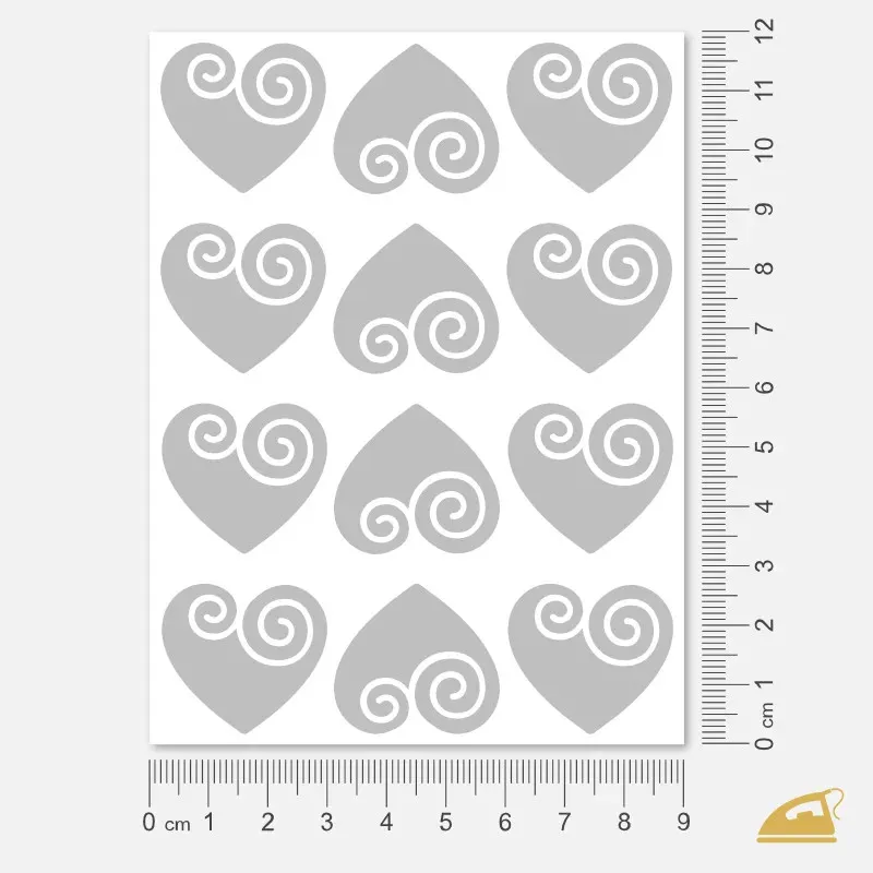 Reflexní nažehlovačky Ornamentální srdíčka – snadné nažehlení.