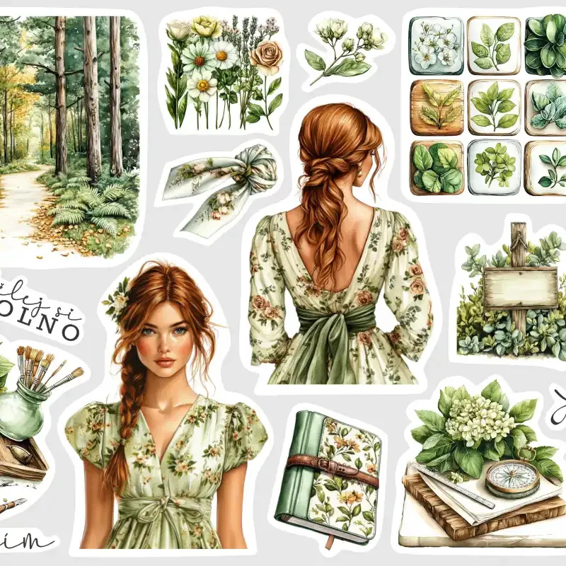 Samolepky do diáře - procházka botanickou zahradou.