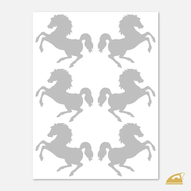 Reflexní nažehlovačky Kůň – sada 6 ks siluet v pohybu.