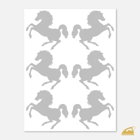 Reflexní nažehlovačky Kůň – sada 6 ks siluet v pohybu.