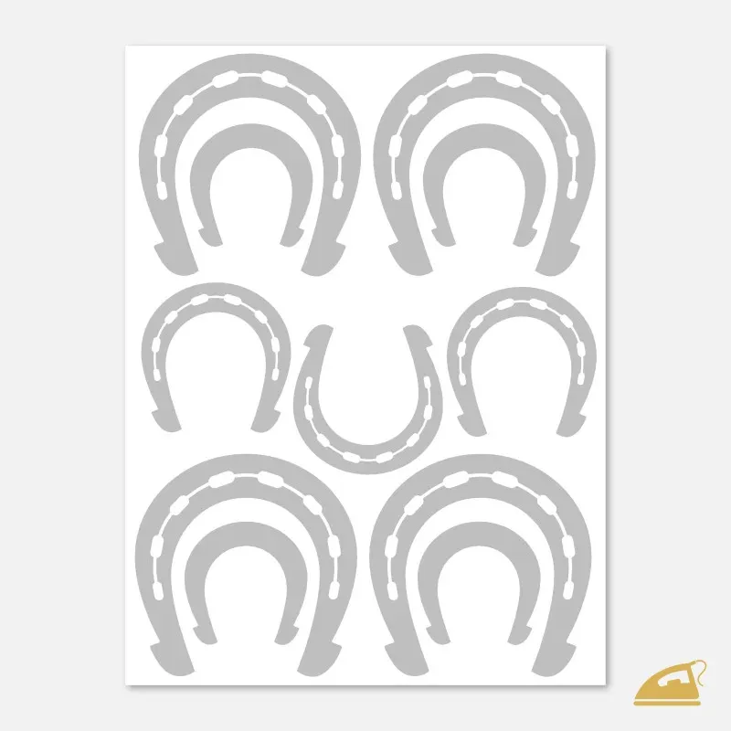 Reflexní nažehlovačky Podkovy pro štěstí – sada 11 ks (3 velikosti).