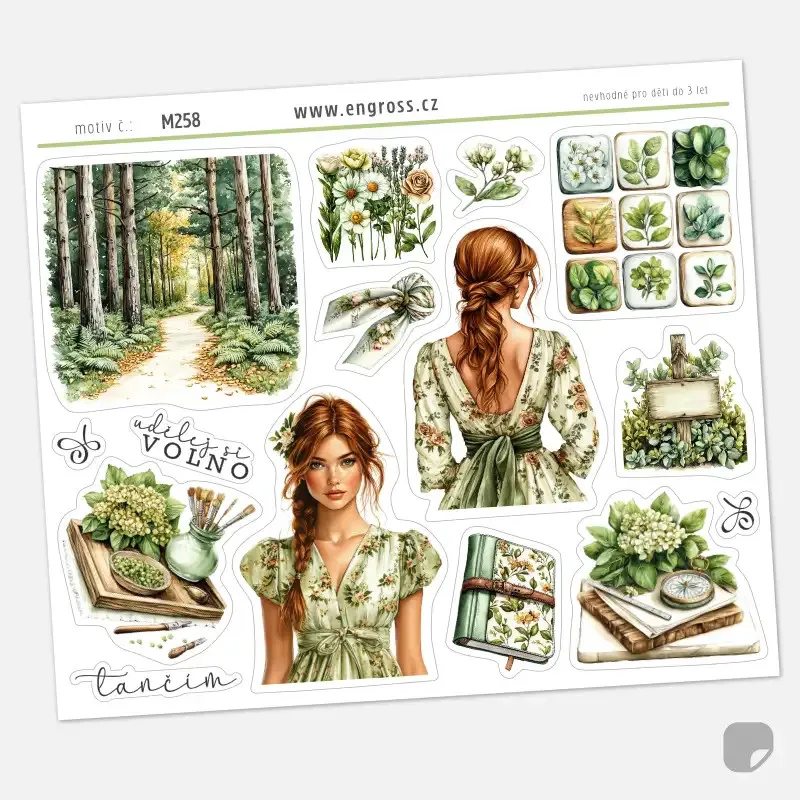 Samolepky do diáře - procházka botanickou zahradou.