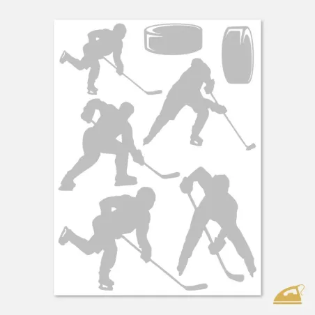 Reflexní nažehlovačky Hokejisté – sada 7 ks (siluety a puky).