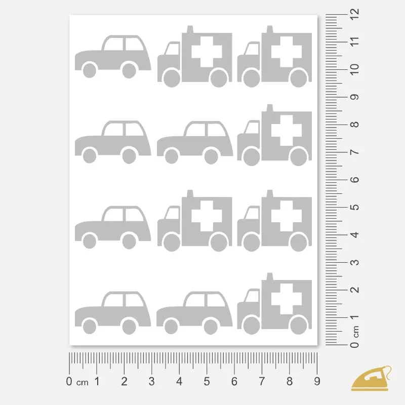 Reflexní nažehlovačky Auta a sanitky – snadné nažehlení žehličkou.