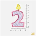 Růžová vyšívaná nažehlovačka číslice 2 - snadné nažehlení žehličkou.