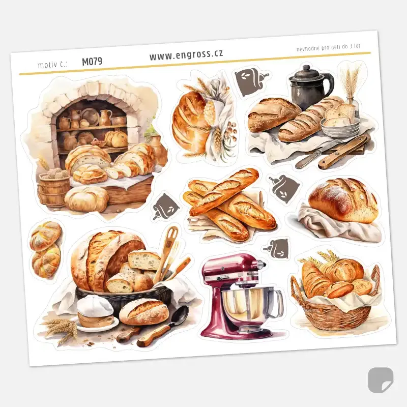 Samolepky do diáře Pečení chleba: Domácí pekárna a tradice.