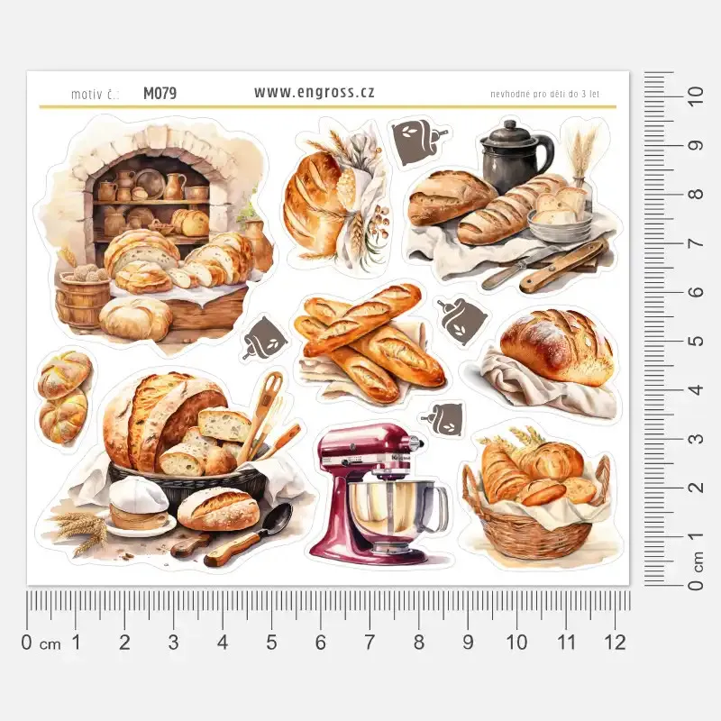 Samolepky do diáře Pečení chleba: Domácí pekárna, upečený chléb a tradice.