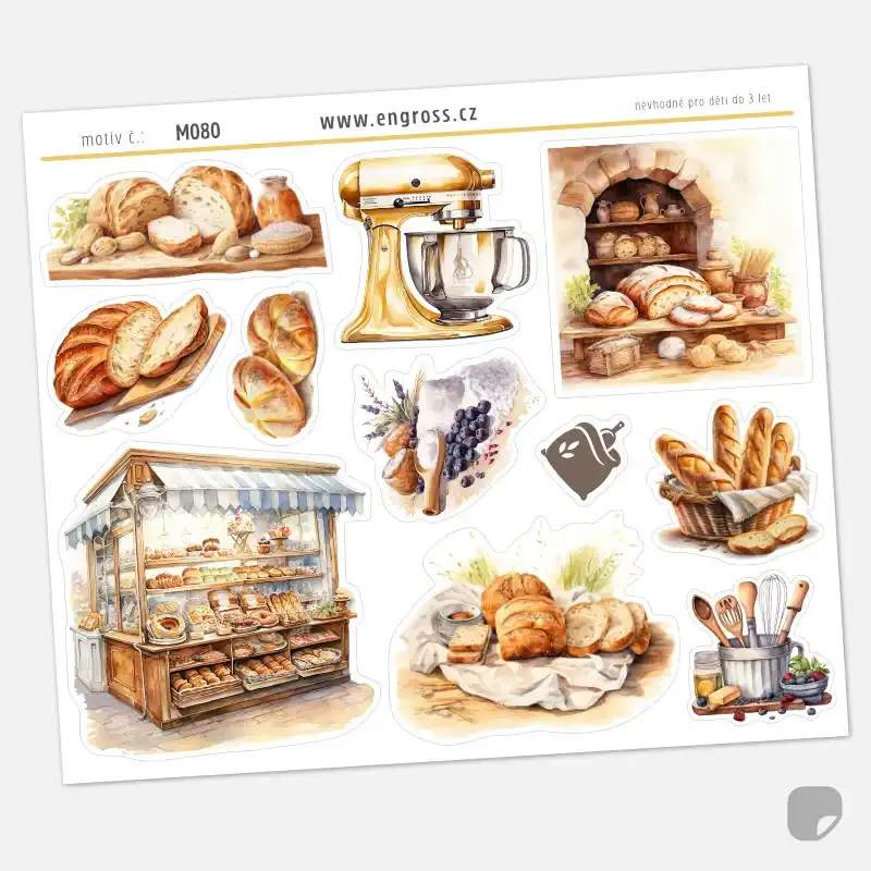 Samolepky do diáře Pečení chleba: Pekařský stánek a trhy.