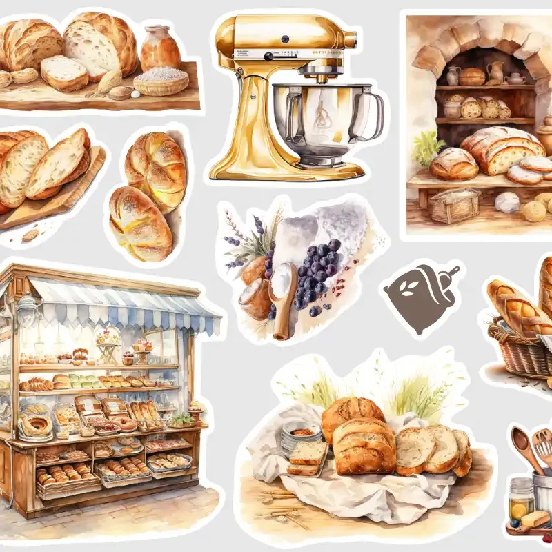 Samolepky pro plánování v diáři Pečení chleba: Pekařský stánek a trhy