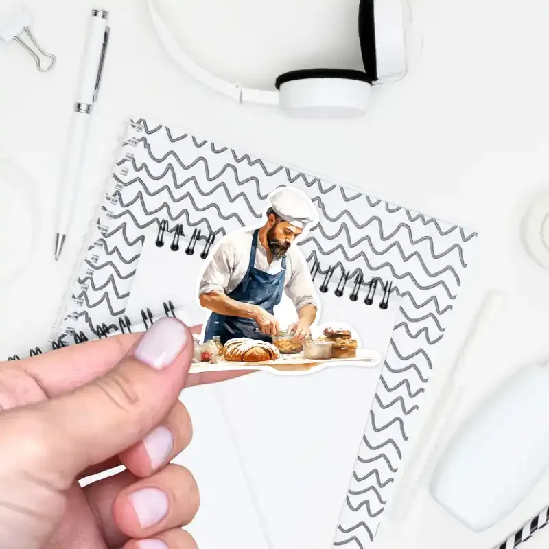 Samolepky do diáře Pečení chleba: Pekař při práci.
