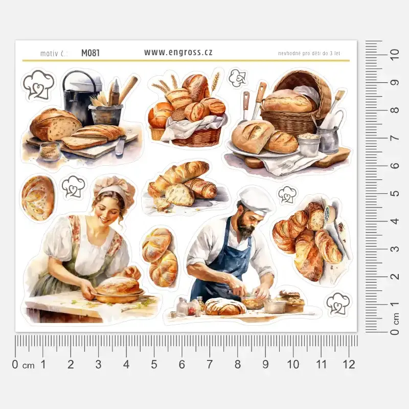Samolepky Pečení chleba: Pekař a Pekařka, Pekařské řemeslo.