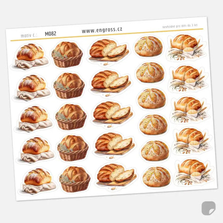 Samolepky do diáře: Bochníky chleba – rustikální watercolor styl.