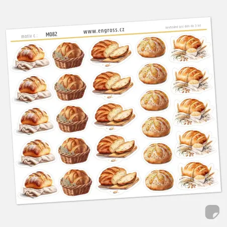Samolepky do diáře: Bochníky chleba – rustikální watercolor styl.