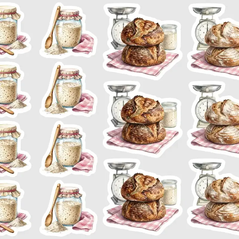 Samolepky do diáře: Chlebový kvásek a pečení chleba.
