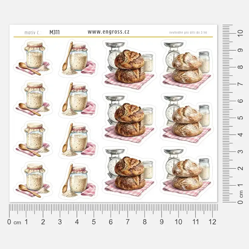 Samolepky do kuchařky, bulletu: Chlebový kvásek a krmení kvásku.