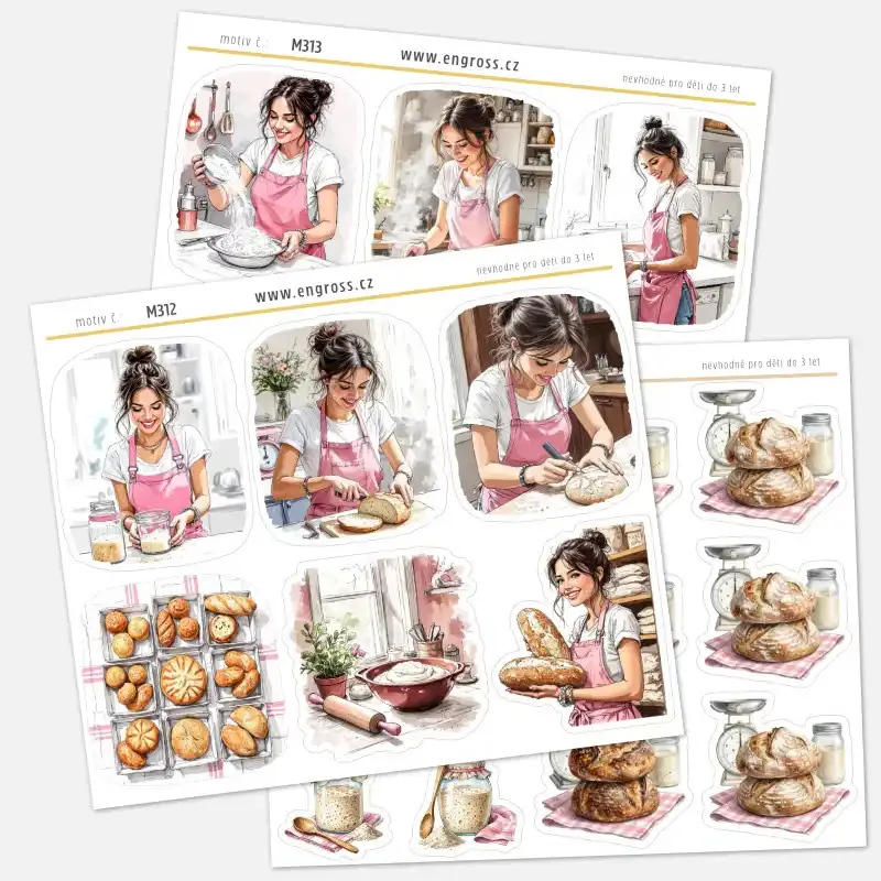 Sada samolepke do diáře, bulletu: Pečení kváskového chleba.
