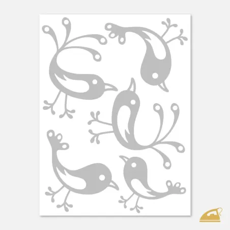 Reflexní nažehlovačky Něžní ptáčci - sada 5 ks.