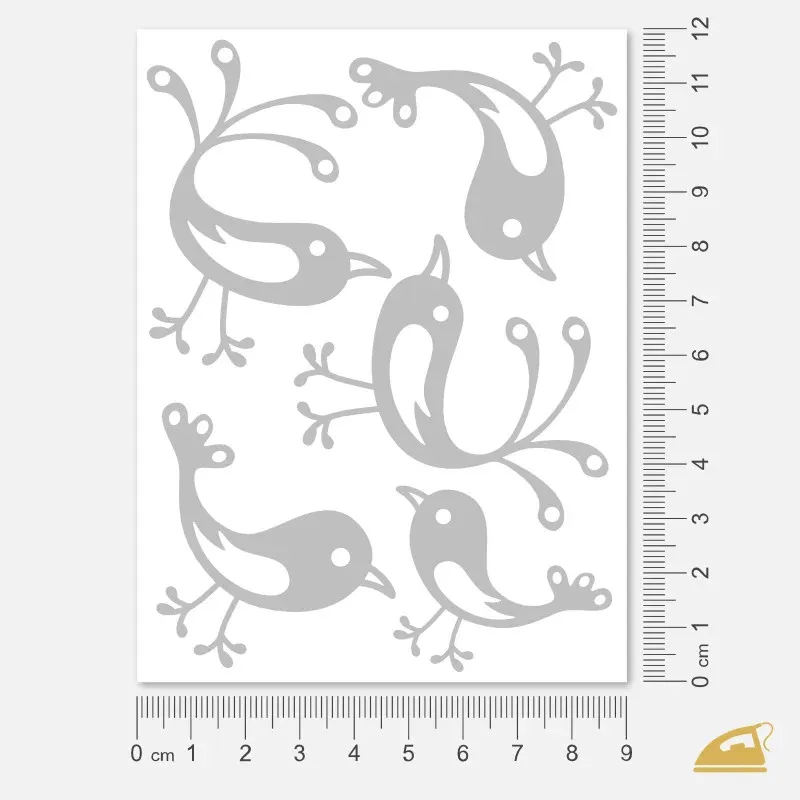 Reflexní nažehlovačky Něžní ptáčci - sada 5 ks pro holčičky a něžné duše.