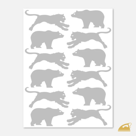 Reflexní nažehlovačky Divoká zvířata – Medvěd a Puma (sada 12 ks).