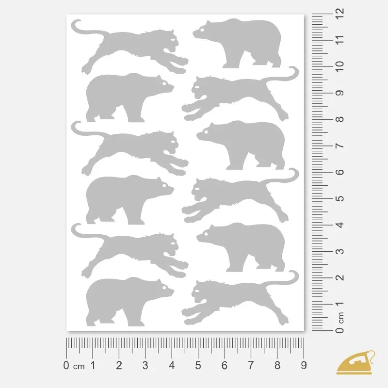 Reflexní nažehlovačky Medvěd a puma – snadné nažehlení žehličkou.