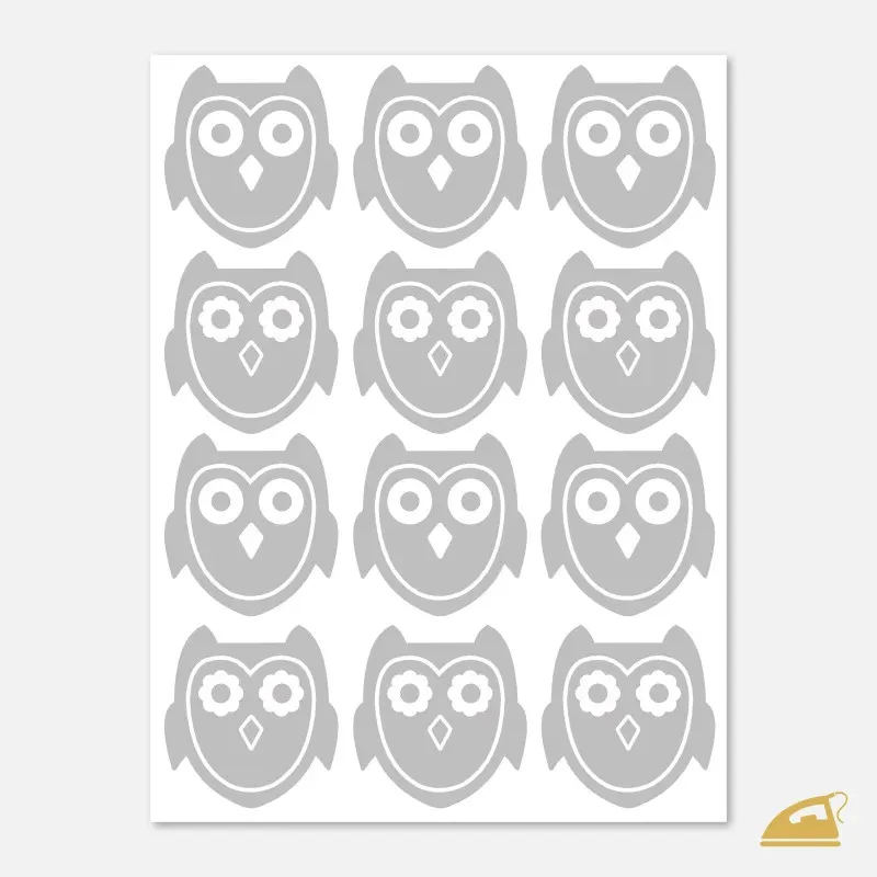 Reflexní nažehlovačky Sovičky – sada 12 ks (pro kluky i holky).