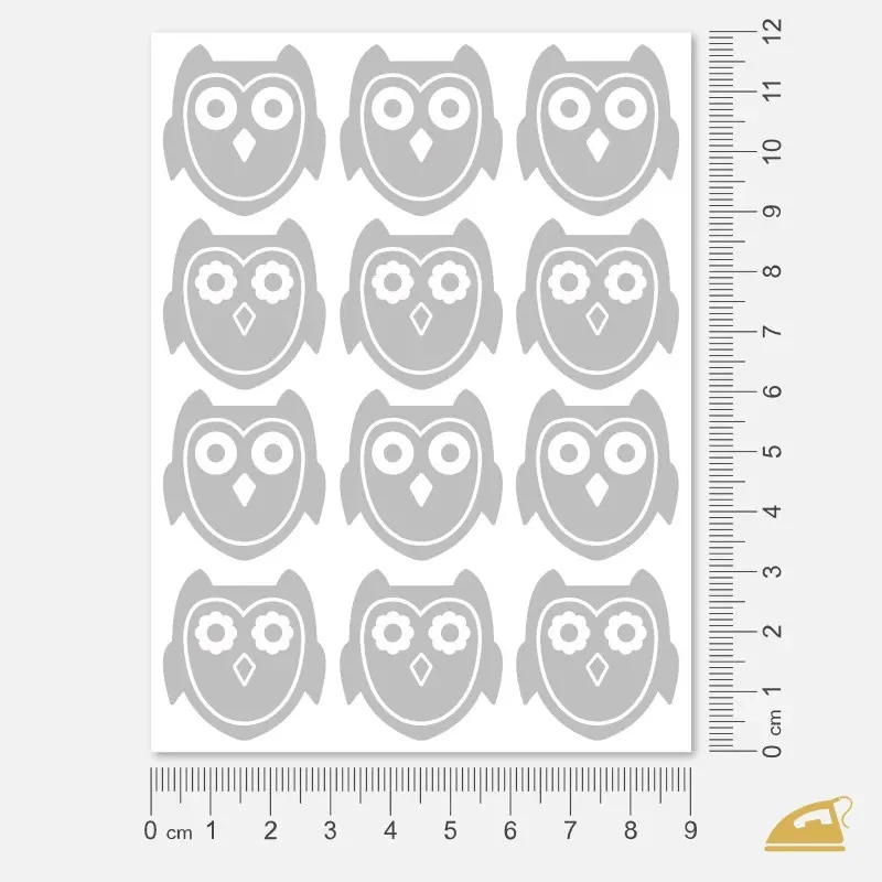 Reflexní nažehlovačky Sovičky – snadné nažehlení žehličkou.