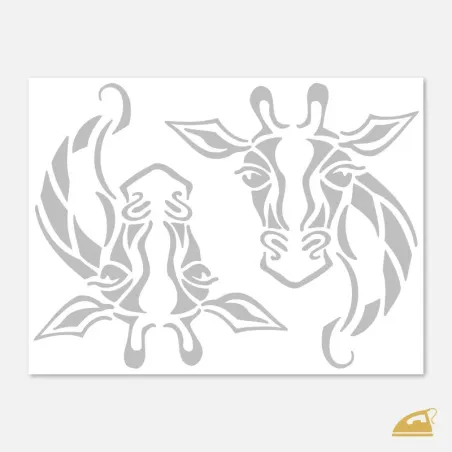 Reflexní nažehlovačky Žirafy – umělecký Tattoo styl (sada 2 ks).