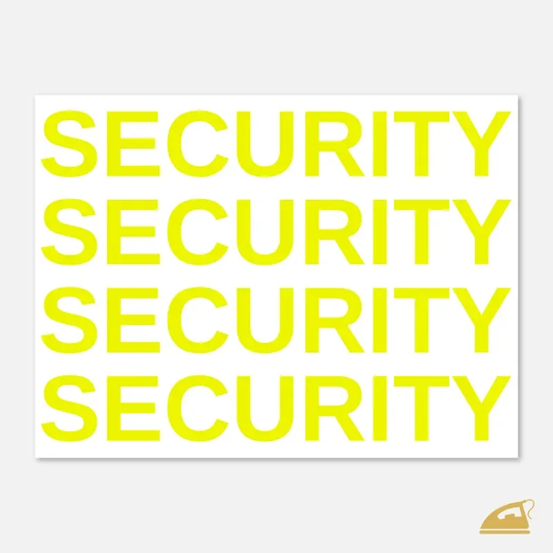 Neonový nažehlovací nápis SECURITY k domácímu nažehlení žehličkou - žlutý.