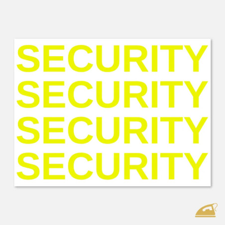 Neonový nažehlovací nápis SECURITY k domácímu nažehlení žehličkou - žlutý.