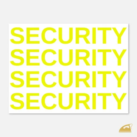 Neonový nažehlovací nápis SECURITY k domácímu nažehlení žehličkou - žlutý.