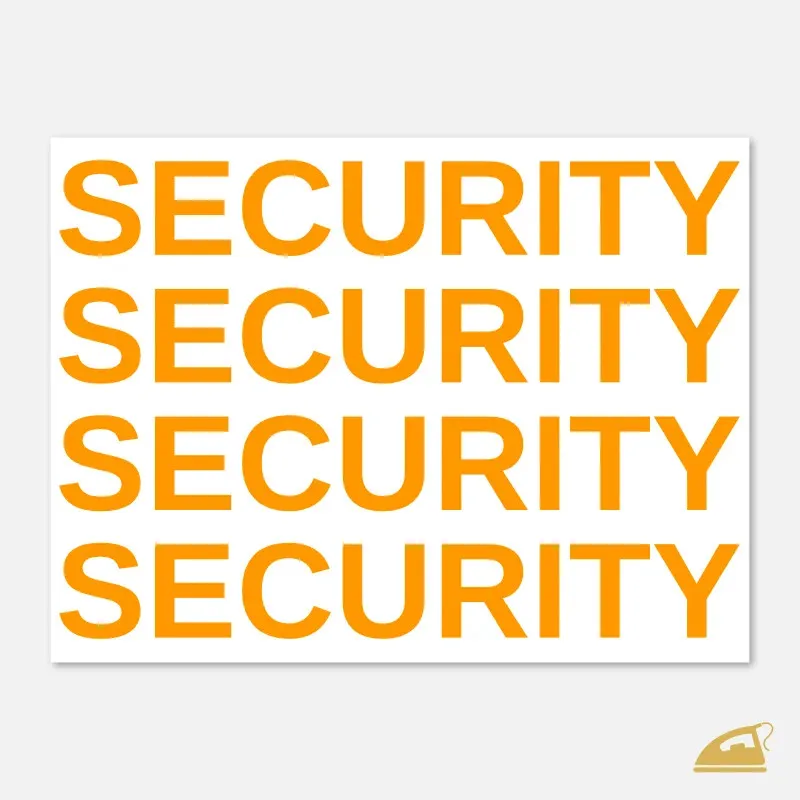 Neonový nažehlovací nápis SECURITY k domácímu nažehlení žehličkou - oranžový.