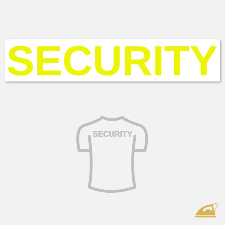 Velký neonový nažehlovací nápis SECURITY na záda – výroba ČR.