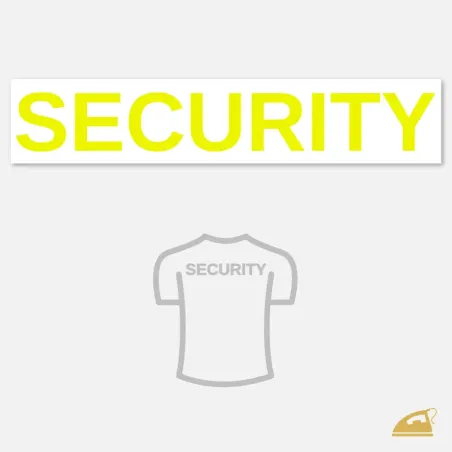 Velký neonový nažehlovací nápis SECURITY na záda – výroba ČR.