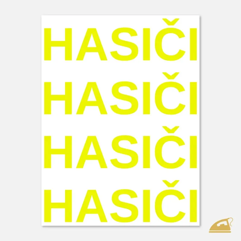 Neonový nažehlovací nápis HASIČI – sada 4 ks žlutá.