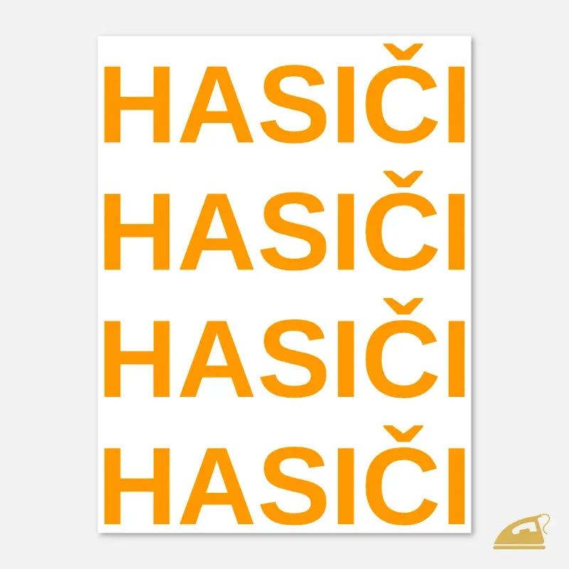 Neonový nažehlovací nápis HASIČI – sada 4 ks oranžová.