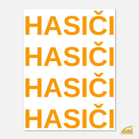 Neonový nažehlovací nápis HASIČI – sada 4 ks oranžová.