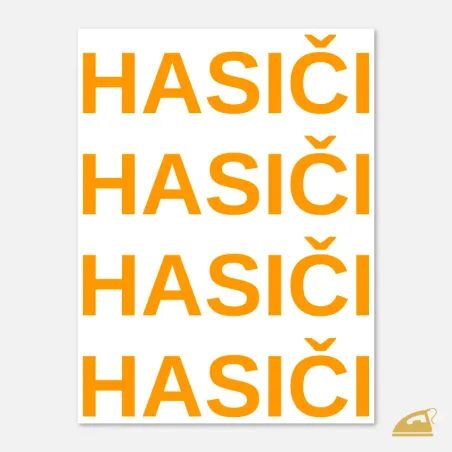 Neonový nažehlovací nápis HASIČI – sada 4 ks oranžová.