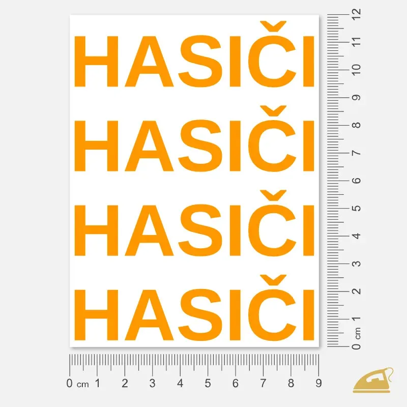 Neonový nažehlovací nápis HASIČI – skvělá viditelnost ve dne.