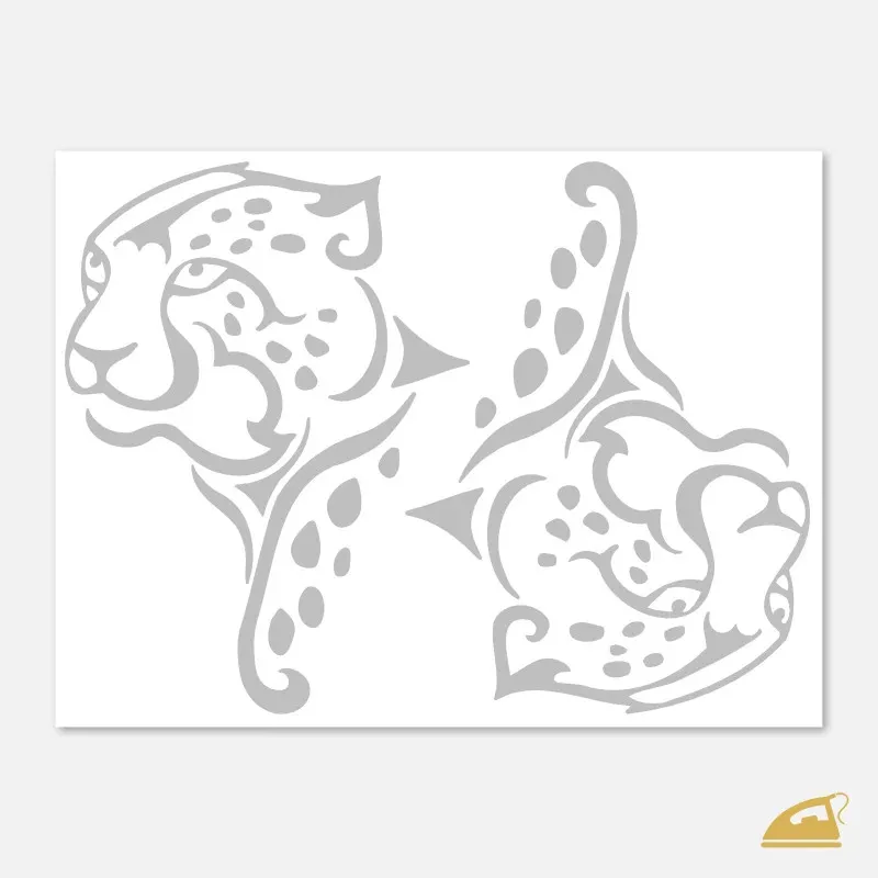 Reflexní nažehlovačky Gepard – umělecký Tattoo design (sada 2 ks).