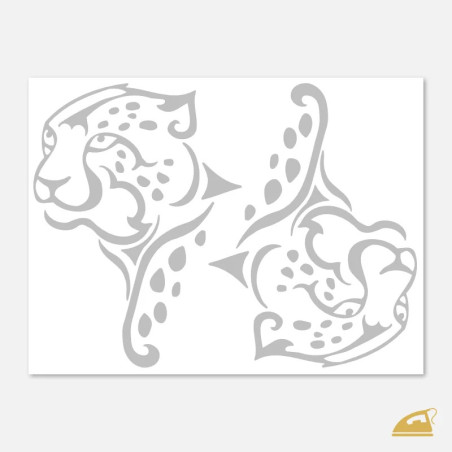 Reflexní nažehlovačky Gepard – umělecký Tattoo design (sada 2 ks).