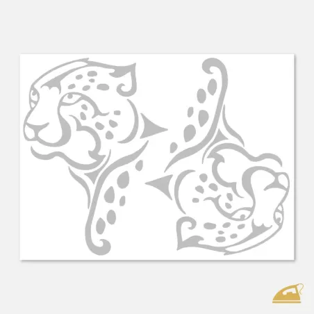 Reflexní nažehlovačky Gepard – umělecký Tattoo design (sada 2 ks).