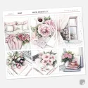 Romantické samolepky do diáře s květy růží.