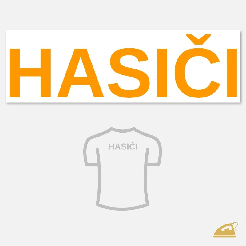 Velký neonový nažehlovací nápis HASIČI na záda – oranžový.