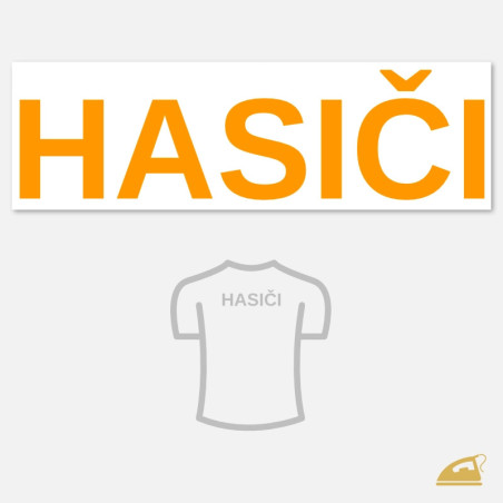 Velký neonový nažehlovací nápis HASIČI na záda – oranžový.