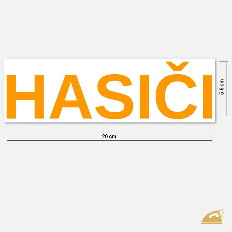 Velký neonový nažehlovací nápis HASIČI na záda – certifikovaný materiál.