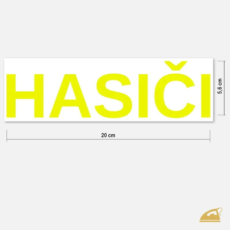 Velký neonový nažehlovací nápis HASIČI na záda – certifikovaný materiál.